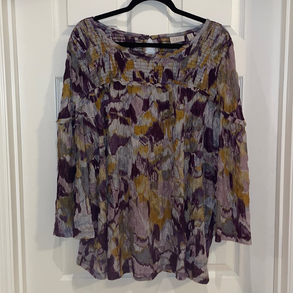 LOGO Printer Stretch Lace Top With Pockets
